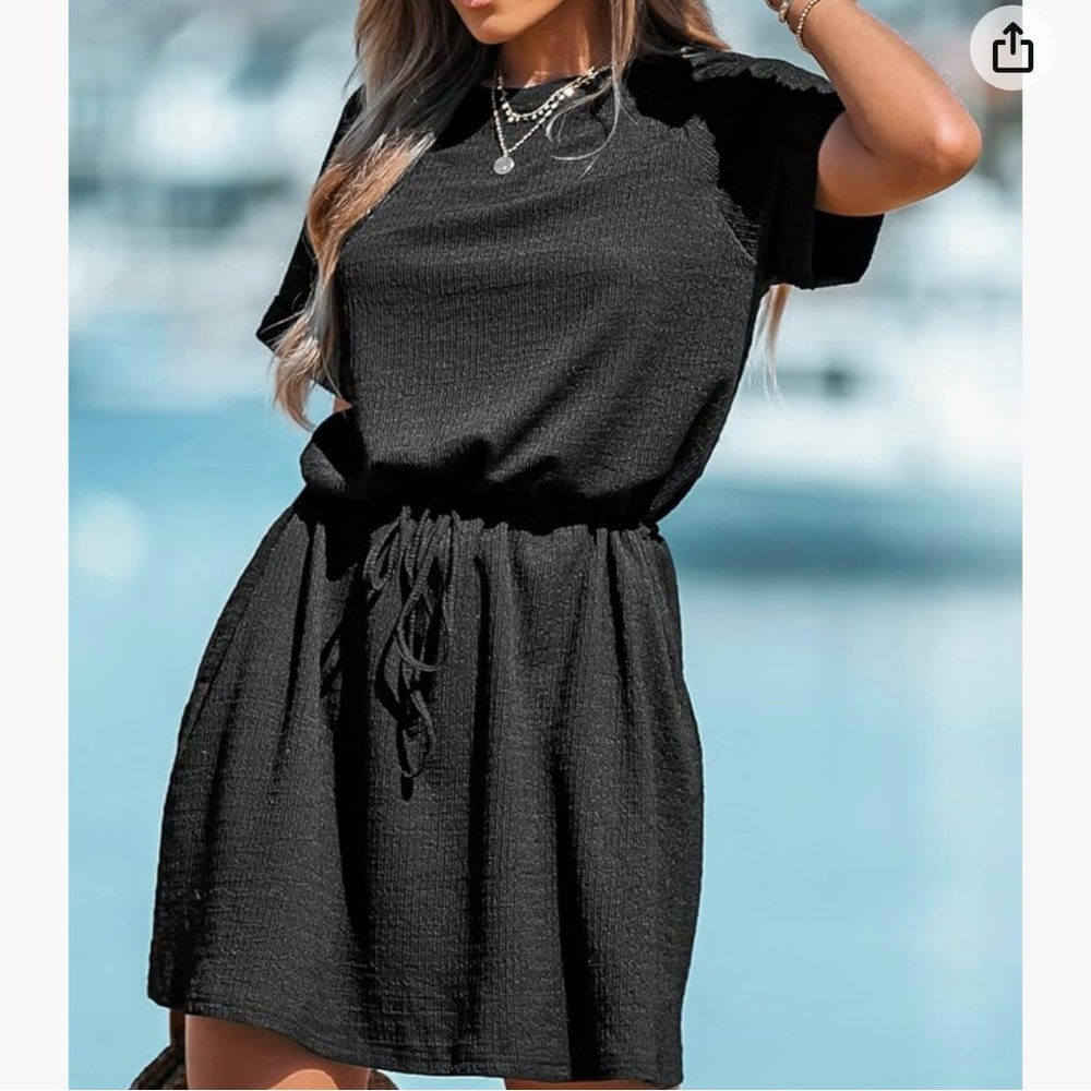 🌴SUPER SALE DRAWSTRING SWIM COVER DRESS - Picture 2 of 8